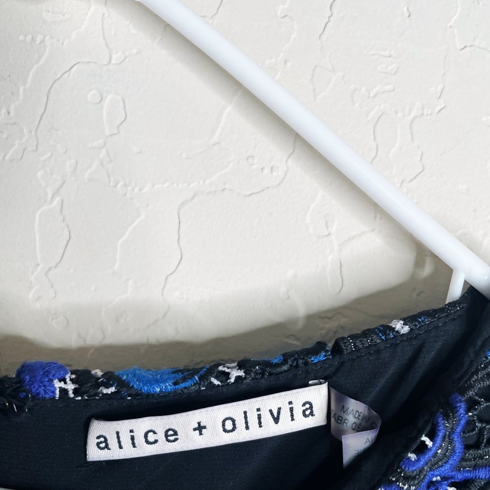 Alice + Olivia Nakia Royal Blue Guipure Lace Sheath Mini Dress Size 10 - Picture 6 of 11